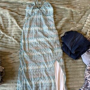 Wild Fable Blue Ruched Halter Maxi Sundress